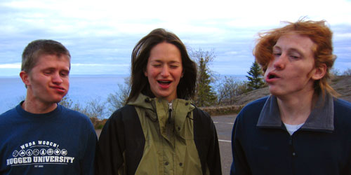 faces only a mother could love Dane, Laura and Pat, making really weird faces at Palisade Head in Northern Minnesota