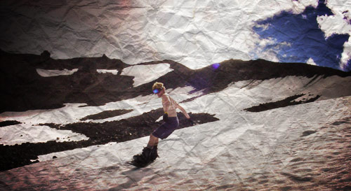 Snowboarding the Bowls of Mount Bachelor... in August.